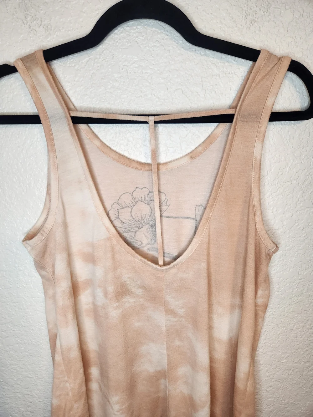 Texas Floral Tie-Dye Tank Beige coverup Size L